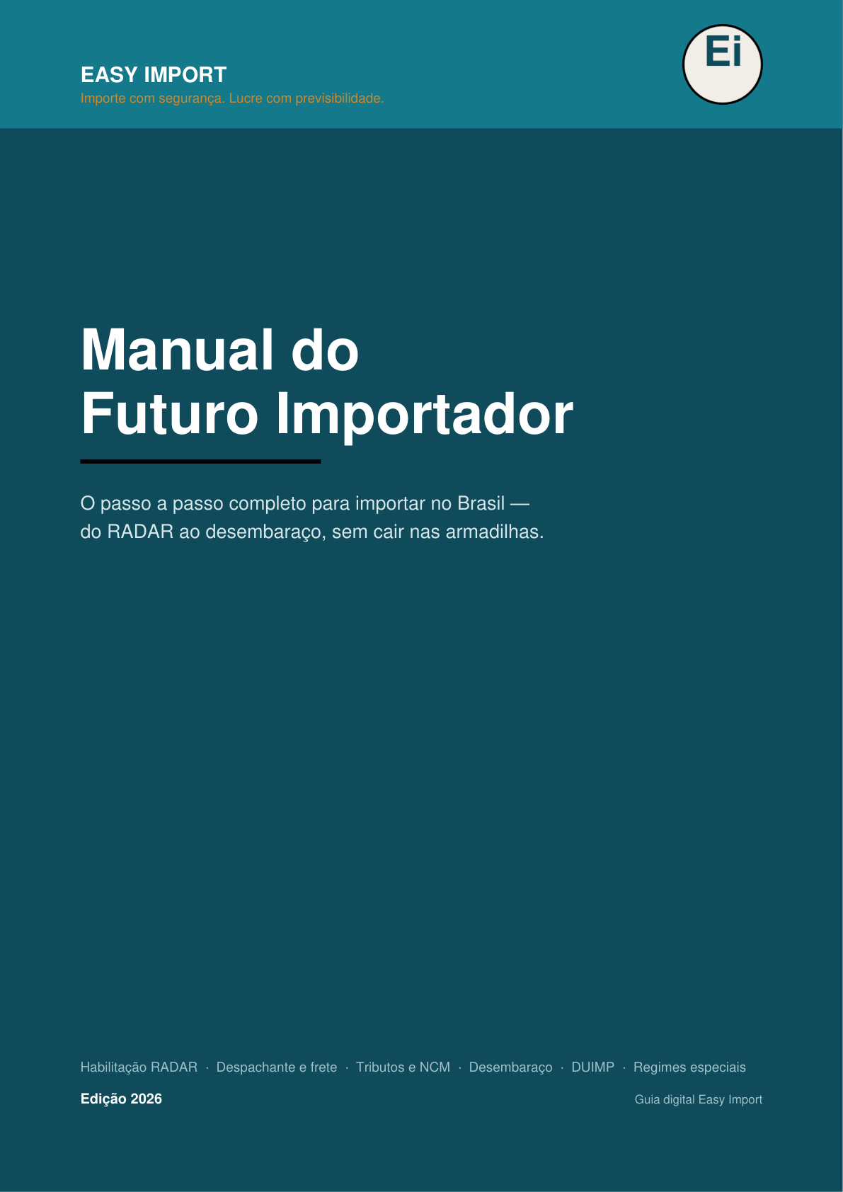 Prévia do Manual do Futuro Importador — capa da edição 2026